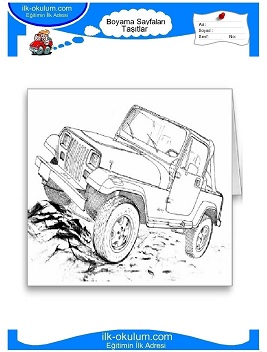 Çocuklar İçin jeep Boyama Sayfaları 